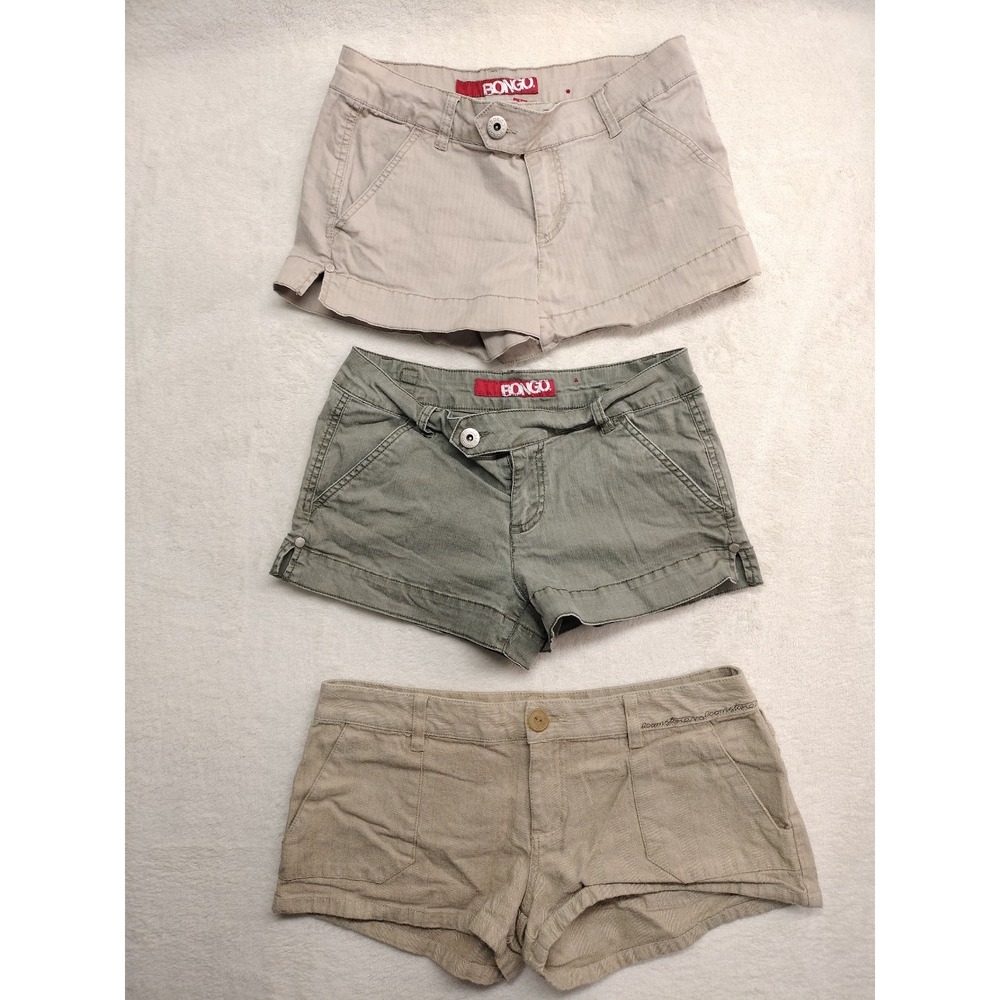 Juniors 7 shorty shorts Volcom Bongo chino khaki green stretch preppy school